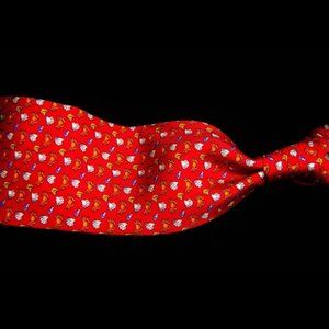 Jos. A. Bank -Men's Red Printed Crabs & Seashell 100% Silk Neck Tie 3.8"W x 60"L